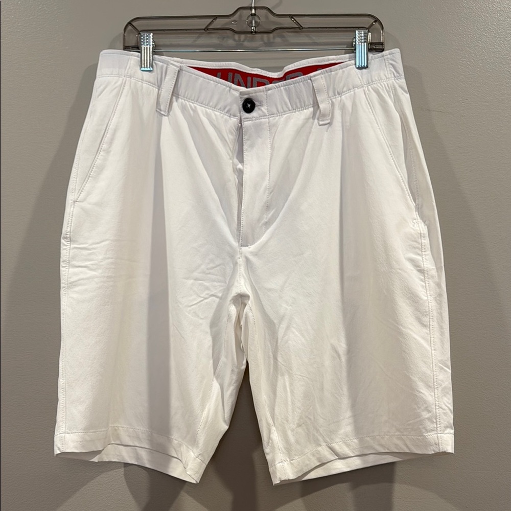 Under Armour White Flat Front Shorts Athletic Style